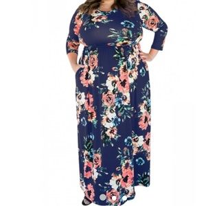 God Shield maxi dress black and red flower